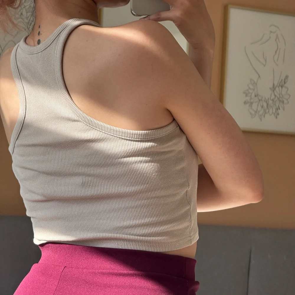 Cream Ribbed Cropped Top - Picture 2 of 4